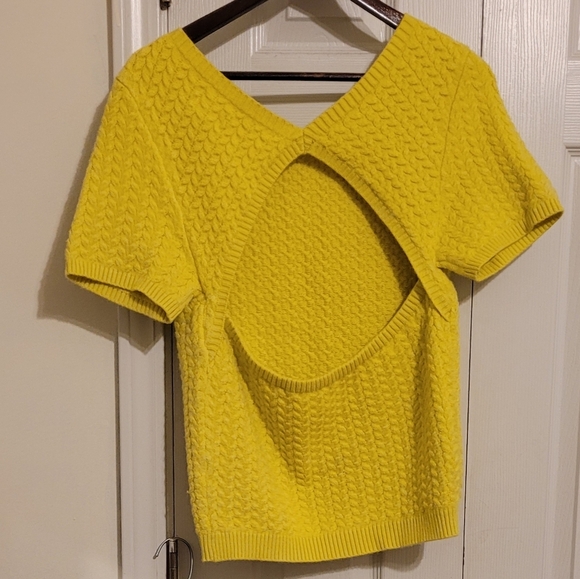 Anthropologie Maeve Colorblocked Knit Mini Skirt Set, Yellow, Large - Picture 3 of 5